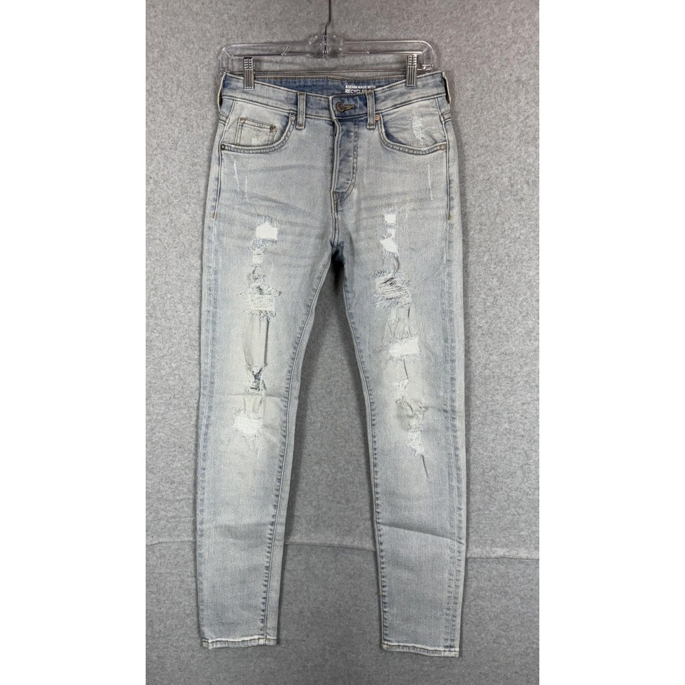 H&M &Denim Jeans Womens‎ 28x32 Light Wash Skinny Distressed Ripped Button Fly